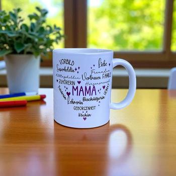 Keramiktasse Mama personalisiert Muttertag Namenstasse Kaffeetasse Kaffeebecher Teetasse - Artikel-Nr. 1100010